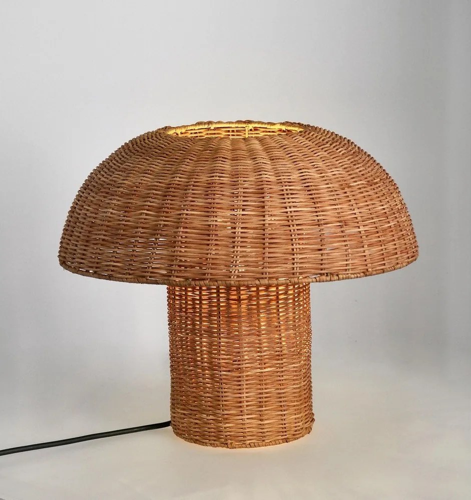 Natúr színű rattan LED asztali lámpa rattan búrával (magasság 40 cm) Irele – Bizzotto