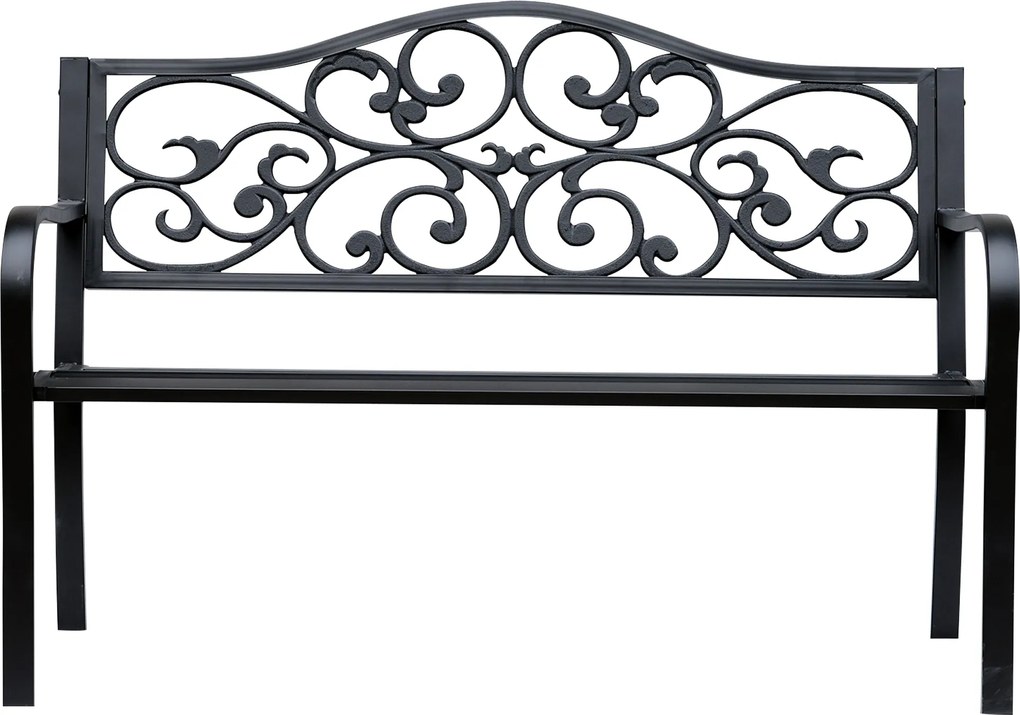 Outsunny 2-Fős Kerti Pad Parki Pad Kinyitható Asztallal 240 kg Teherbírással, Teraszi Pad Háttámlával és Karfákkal Kerti Bútor Teraszra, Kertbe 150x58