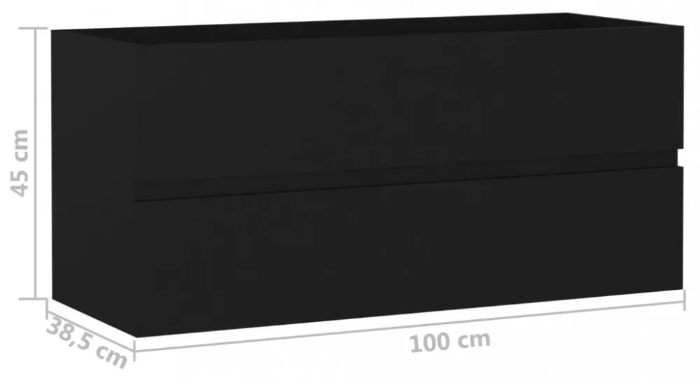 fekete szerelt fa mosdószekrény 100 x 38,5 x 45 cm