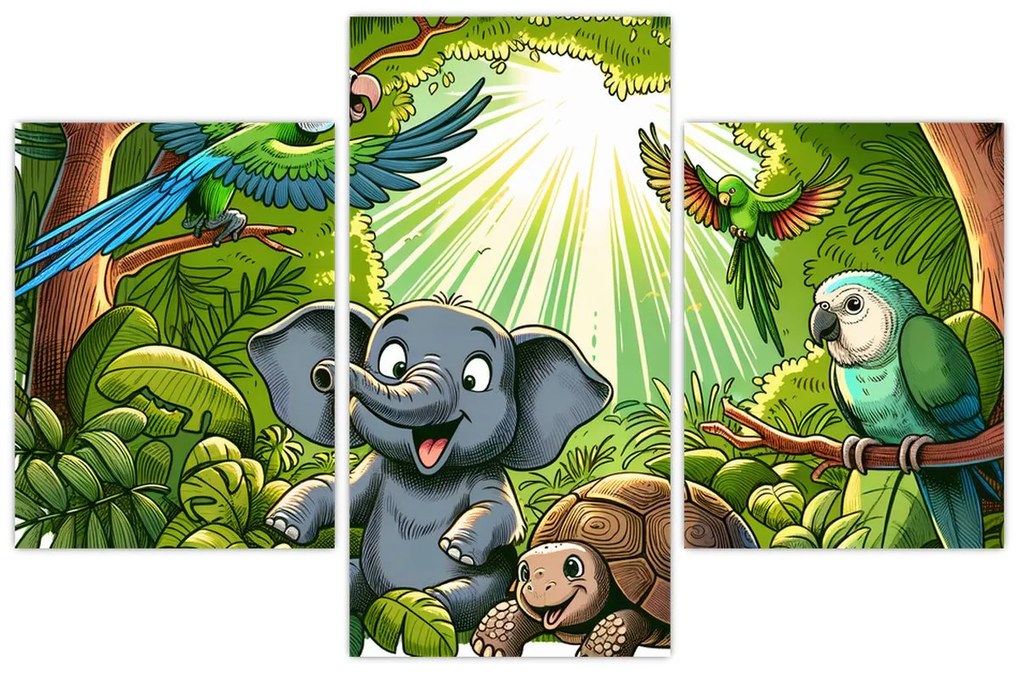 Kép - Vidám állatkák (90x60 cm)