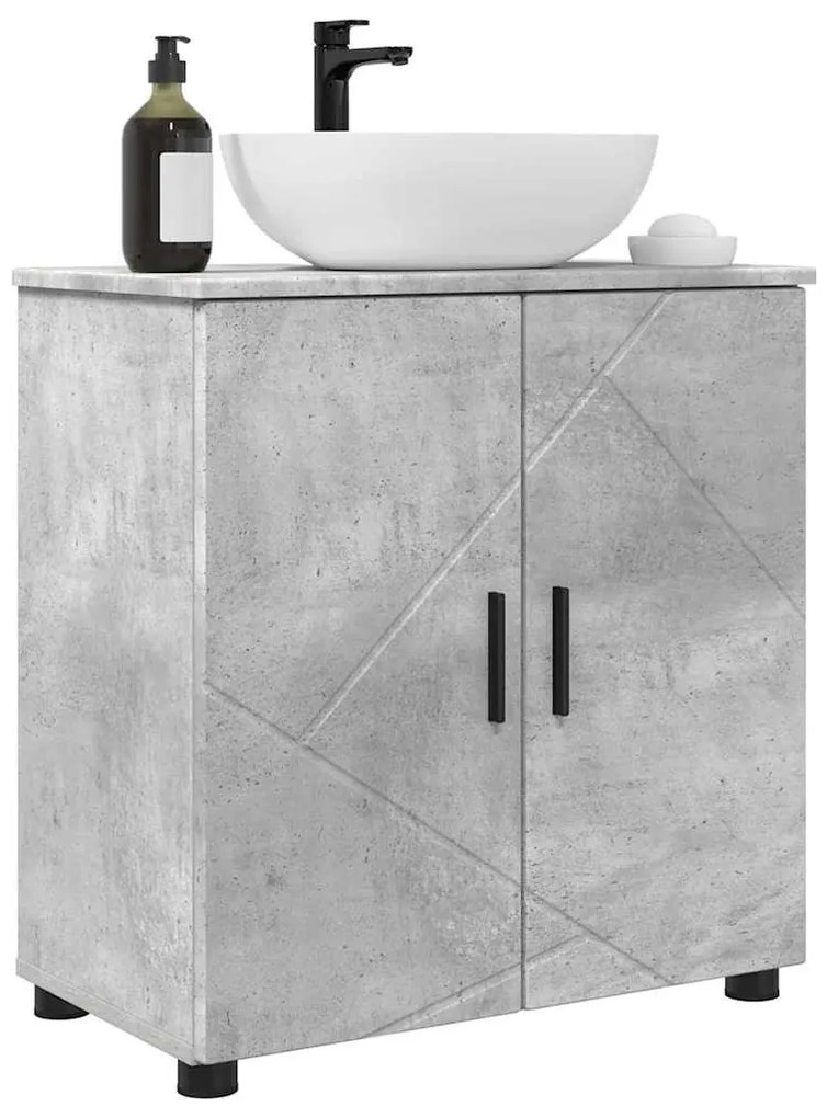 Fürdőszoba Székény ajtóval Beton szürke 61 x 35 x 64 cm Faanyag