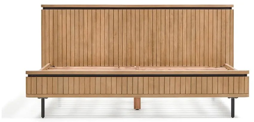 Natúr színű mangófa franciaágy ágyráccsal 160x200 cm Licia – Kave Home