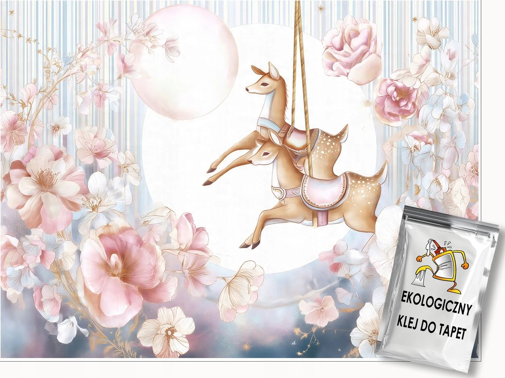 Fotótapéta Lányoknak Őz Virágok Tapéta Gyerekszobába 250x175