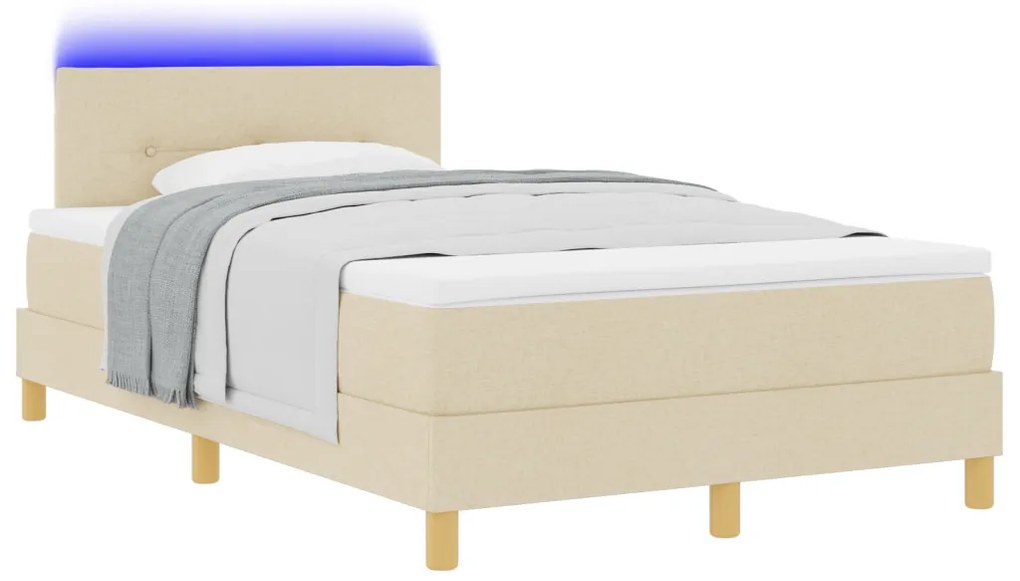 Box tavaszi ágy matraccal és LED krém 120x200 cm szövet