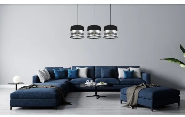 Csillár zsinóron MILO 3xE27/60W/230V ezüst/fekete