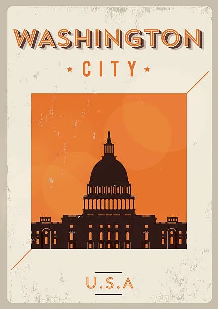 Illusztráció Typographic Washington City Poster Design, kursatunsal