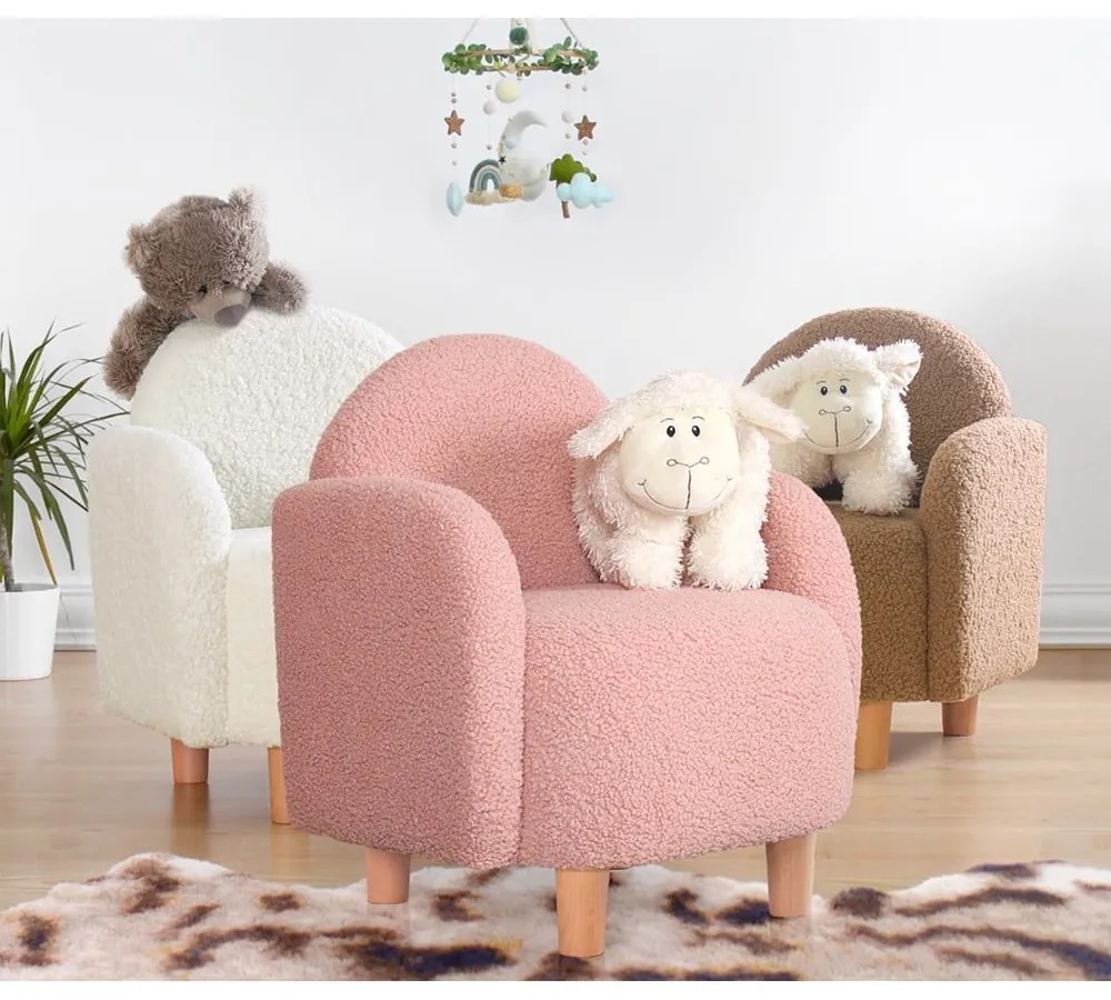Rózsaszín buklé gyerek fotel Moylo – Artie