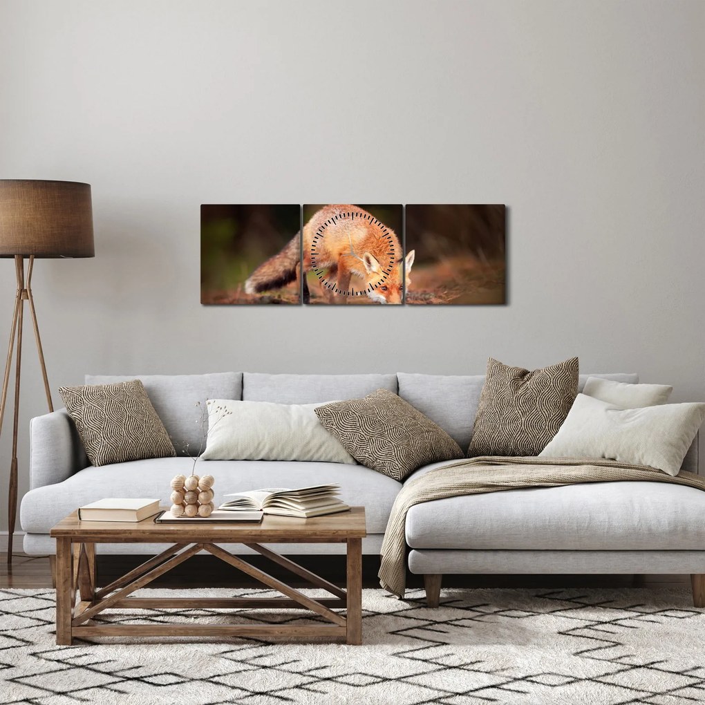 Kép - Róka az erdőben (órával) (90x30 cm)