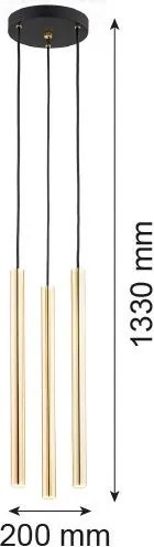 ARGON 6191 SICILIA PLUS Hengeres Függesztett Lámpa Sárgaréz, Fekete Struktúra G9 IP20