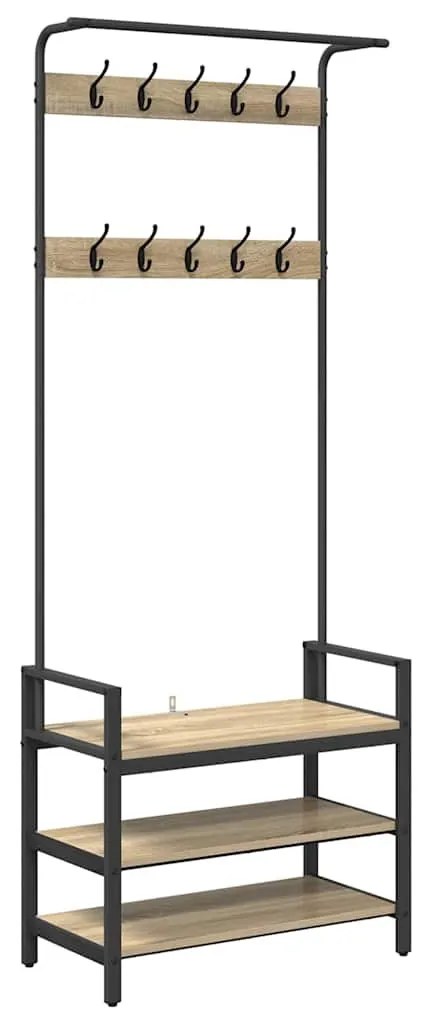 Kabáthorog polcokkal sonoma tölgy 75 x 34 x 184 cm Faanyag