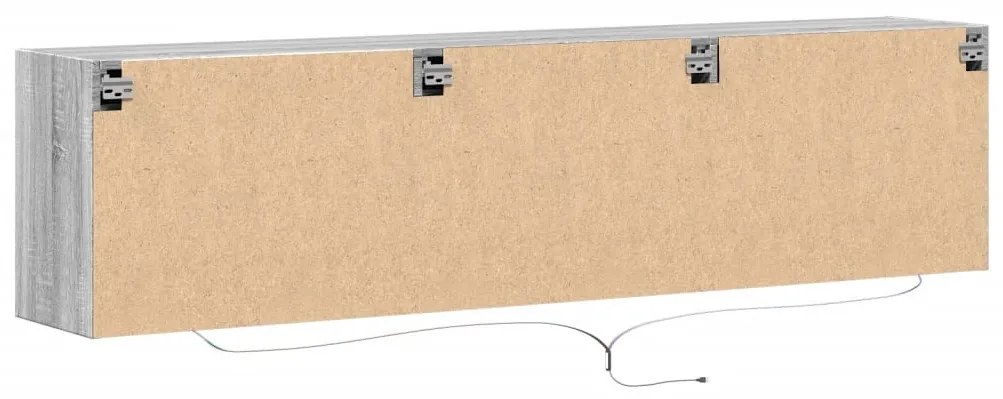 szürke sonoma színű fali TV-szekrény LED-del 180 x 31 x 45 cm