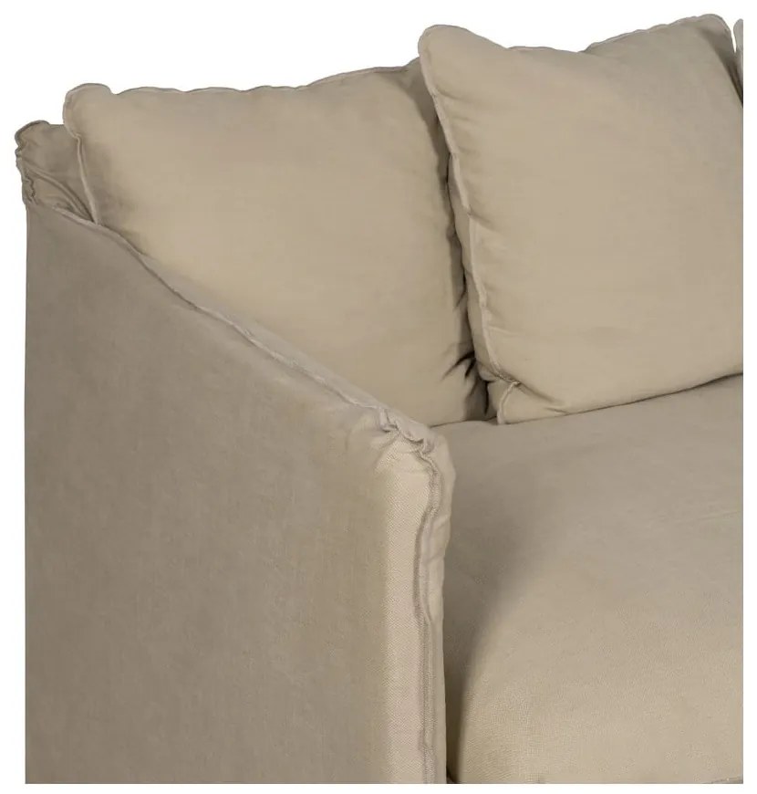 Bézs len kanapé 216 cm – Ixia