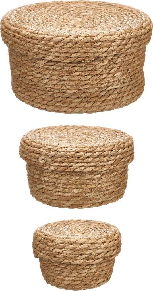 Kerek Fonott Kosár Tengerifűből 3 Db 16X25 CM