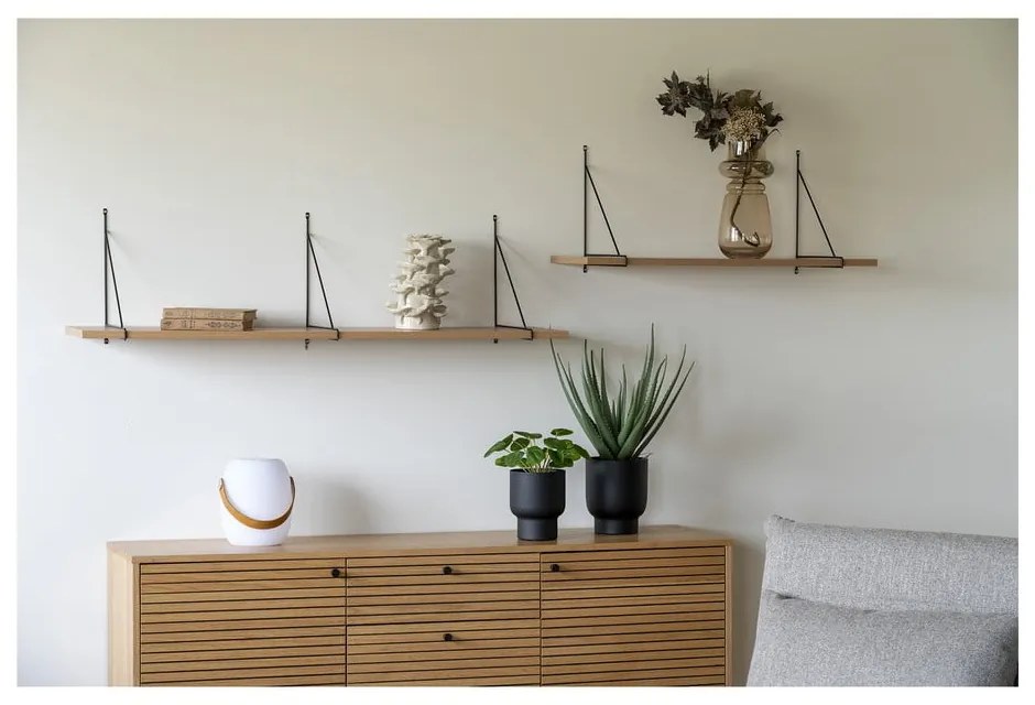 Natúr színű fali polc kőrisfa dekorral 80 cm Chiba – House Nordic
