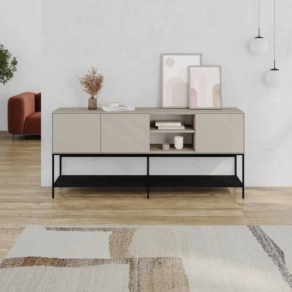 Fekete-krémszínű komód 180x80x40 cm Amira – Marckeric