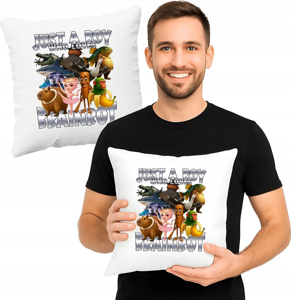 Ajándék párna Just a boy who loves brainrot Italian Brainrot