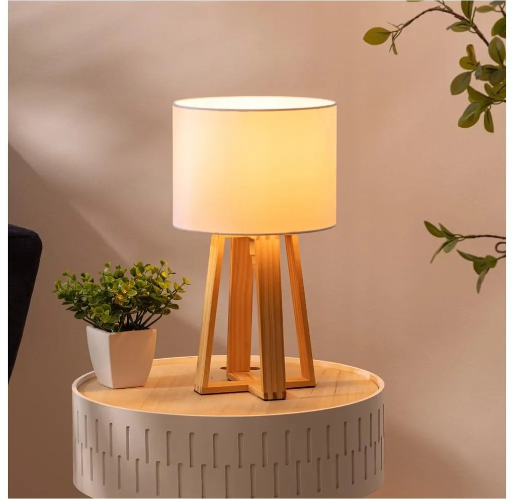 Atmosphera Atmosphera - Asztali lámpa MOLU 1xE27/25W/230V fenyő/fehér P6453