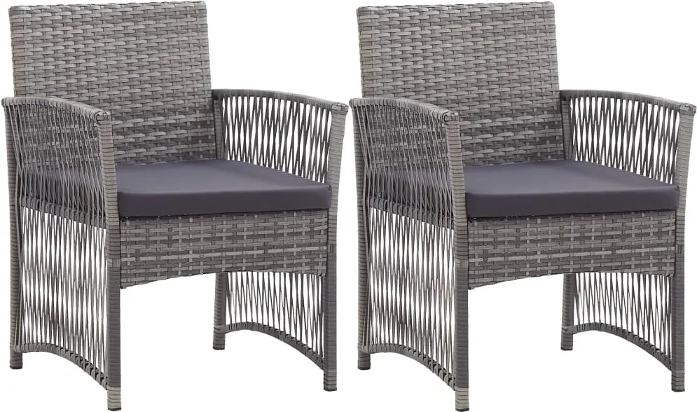 vidaXL 2 db antracitszürke polyrattan kerti fotel párnákkal