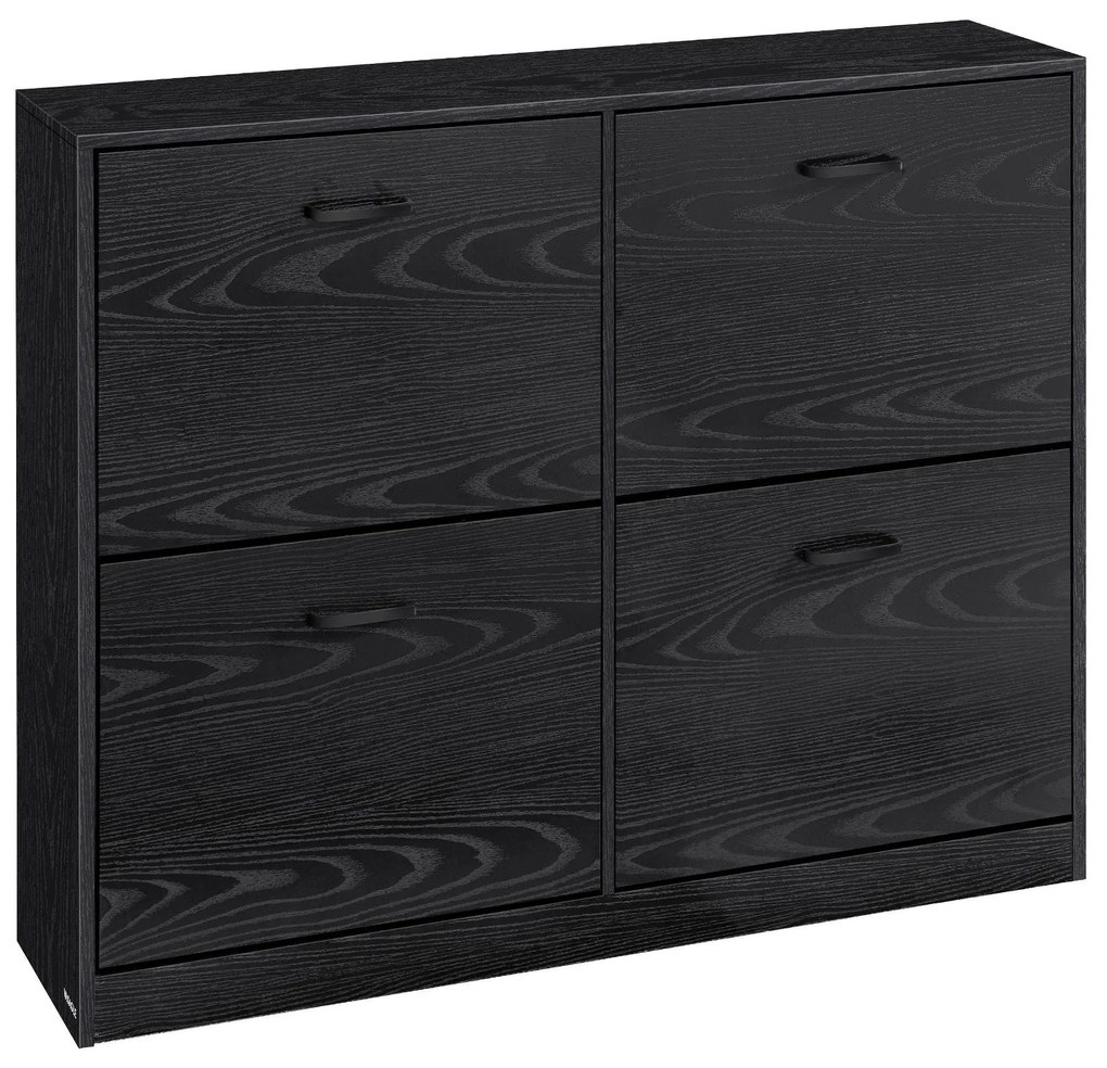 Cipősszekrény 4 lehajtható rekesszel 24 x 105,5 x 83 cm, fekete