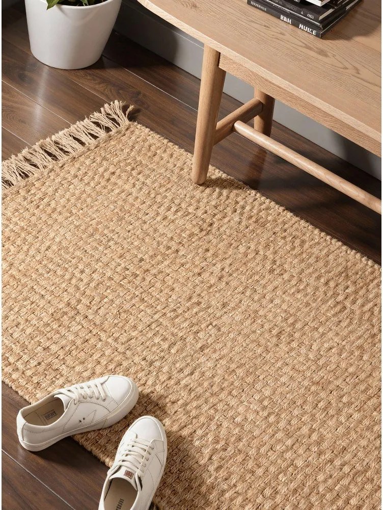 Natúr színű kétoldalas-kézi szövésű juta futószőnyeg 80x200 cm Fjord – Hanse Home