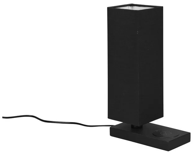 Matt fekete asztali lámpa vezeték nélküli töltővel (magasság 35 cm) Haley – Trio