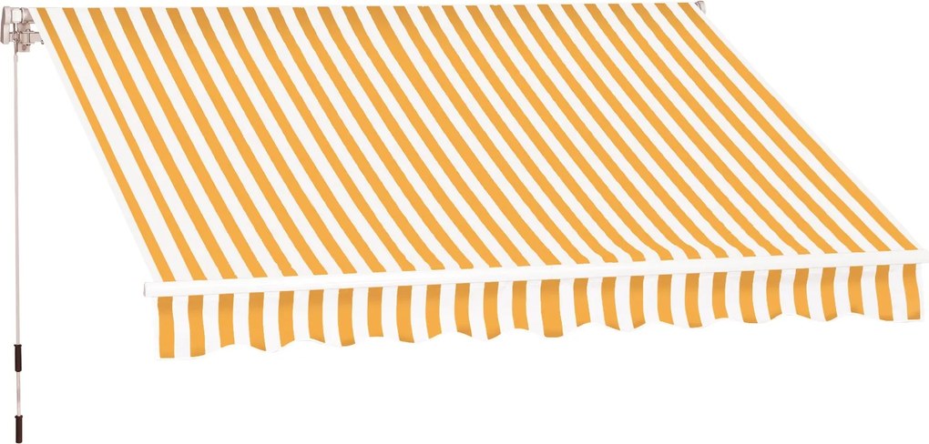 Outsunny Kézi Visszahúzható Napernyő 295 x 245 cm Kültéri Terasz Napernyő Kurblival, Állítható Szög 45°-85°, Alumínium és 280 g/m² Poliészter, Terasz