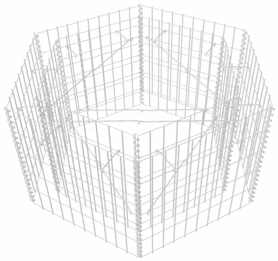 vidaXL hatszögletű gabion magaságyás 100 x 90 x 50 cm