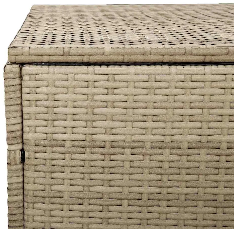 bézs polyrattan kerti tárolóláda 110x50x58 cm
