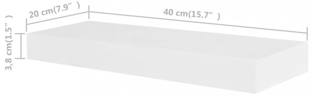 4 db fehér fali polc 40 cm