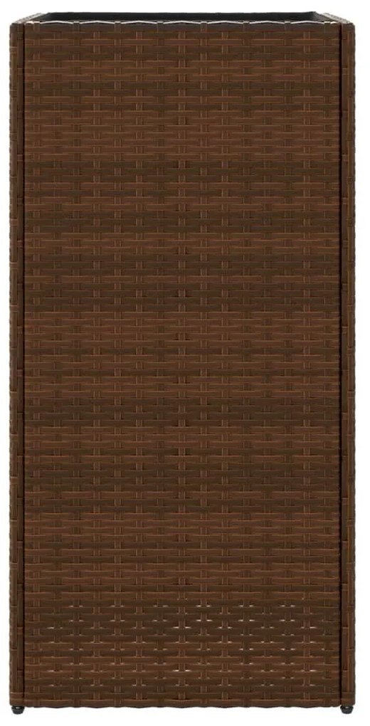 barna polyrattan kerti ültetőláda 40x40x80 cm