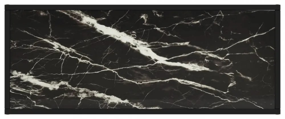 fekete TV-szekrény fekete márvány mintás üveggel 100x40x40 cm