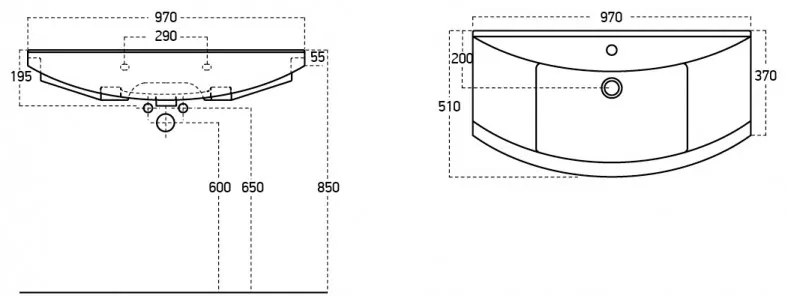 TMP ZX 95 - SONOMA - álló fürdőszobabútor - Sanovit ZENON - 6095 porcelán mosdóval - 97 x 51 cm