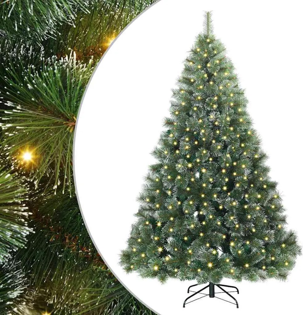 vidaXL Mű karácsonyfa 300 LED-del állvánnyal Zöld 180 cm PE és PVC