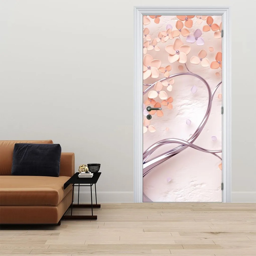 Fotótapéta ajtóra - Korallfa virágai, absztrakt (95x205cm)