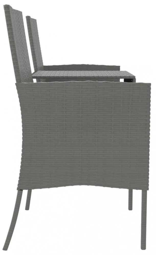 kétszemélyes antracitszürke polyrattan kanapé teázóasztallal