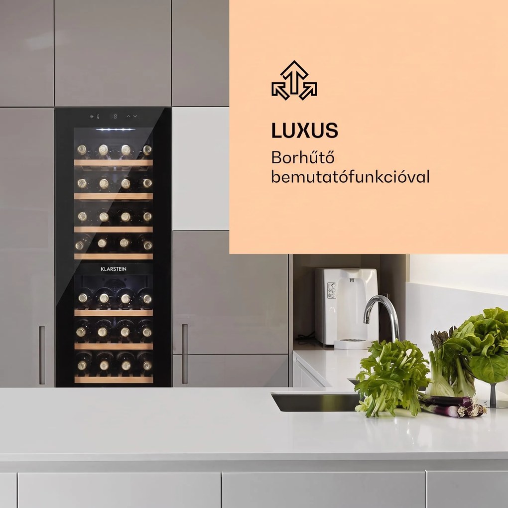 Klarstein Bellevine Deux 39 Flex, borhűtő, 116 l, 34 palack, 2 zóna