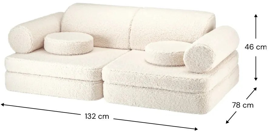 Krémszínű buklé gyerek kanapé 132 cm Settee – Wigiwama
