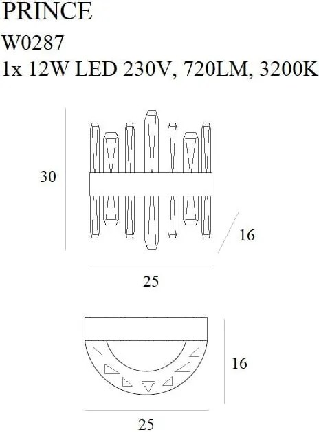 Fali Lámpa Arany PRINCE MAXLIGHT W0287