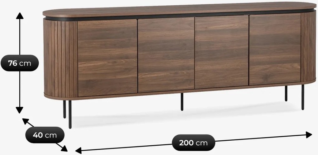 Komoda BECK 200 cm Czterodrzwiowa Orzech