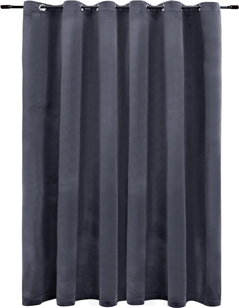 vidaXL antracitszürke bársony sötétítőfüggöny fémkarikákkal 290x245 cm