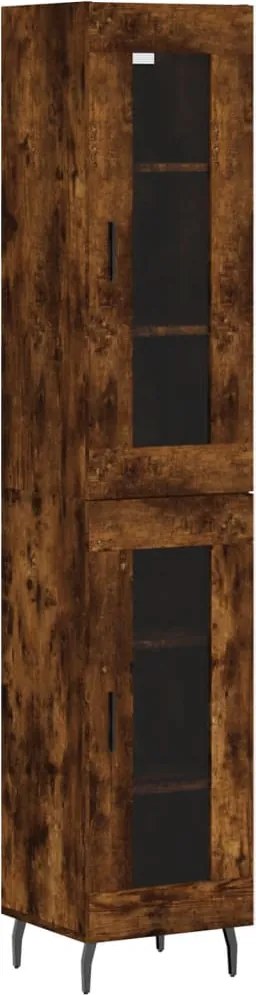 vidaXL füstös tölgy színű szerelt fa magasszekrény 34,5x34x180 cm