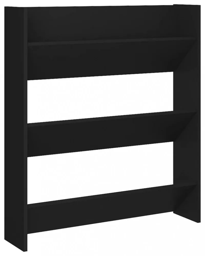 fekete szerelt fa fali cipősszekrény 80 x 18 x 90 cm