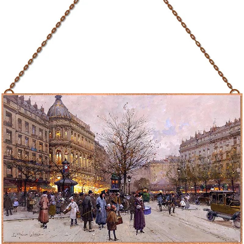 Eugène Galien-Laloue - Le Boulevard vers la Pont üvegkép, falikép