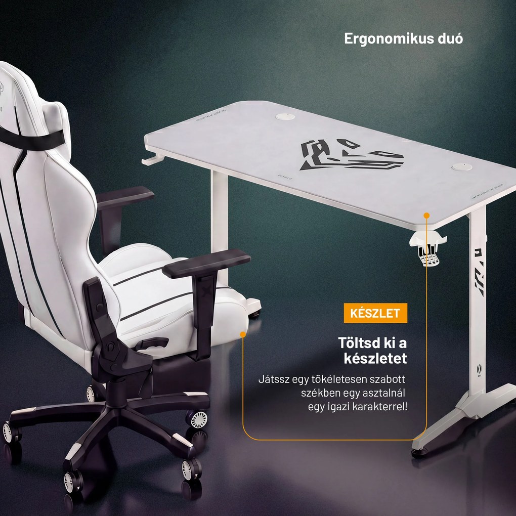 Gamer asztal 140 cm fehér: Diablo X-Mate 1400