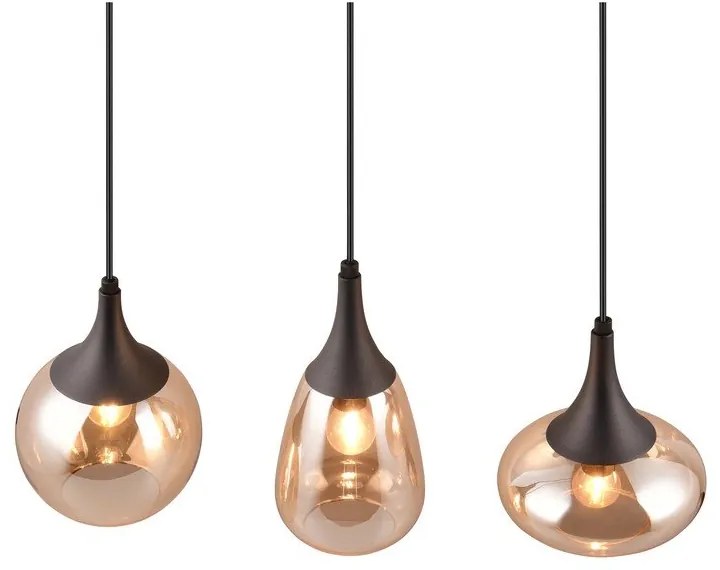 Fekete-narancssárga függőlámpa üveg búrával Lumina – Trio
