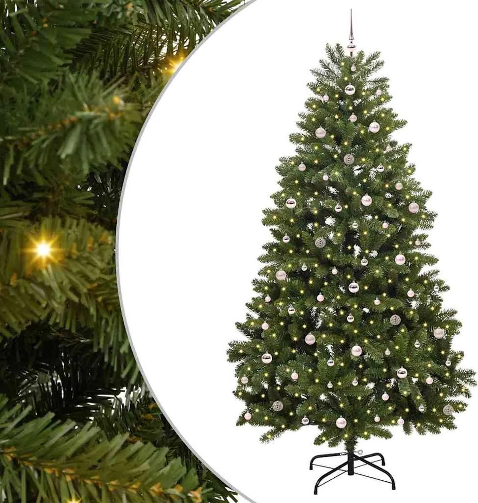 vidaXL Mű karácsonyfa 300 LED-del Zöld 270 cm PVC és fém