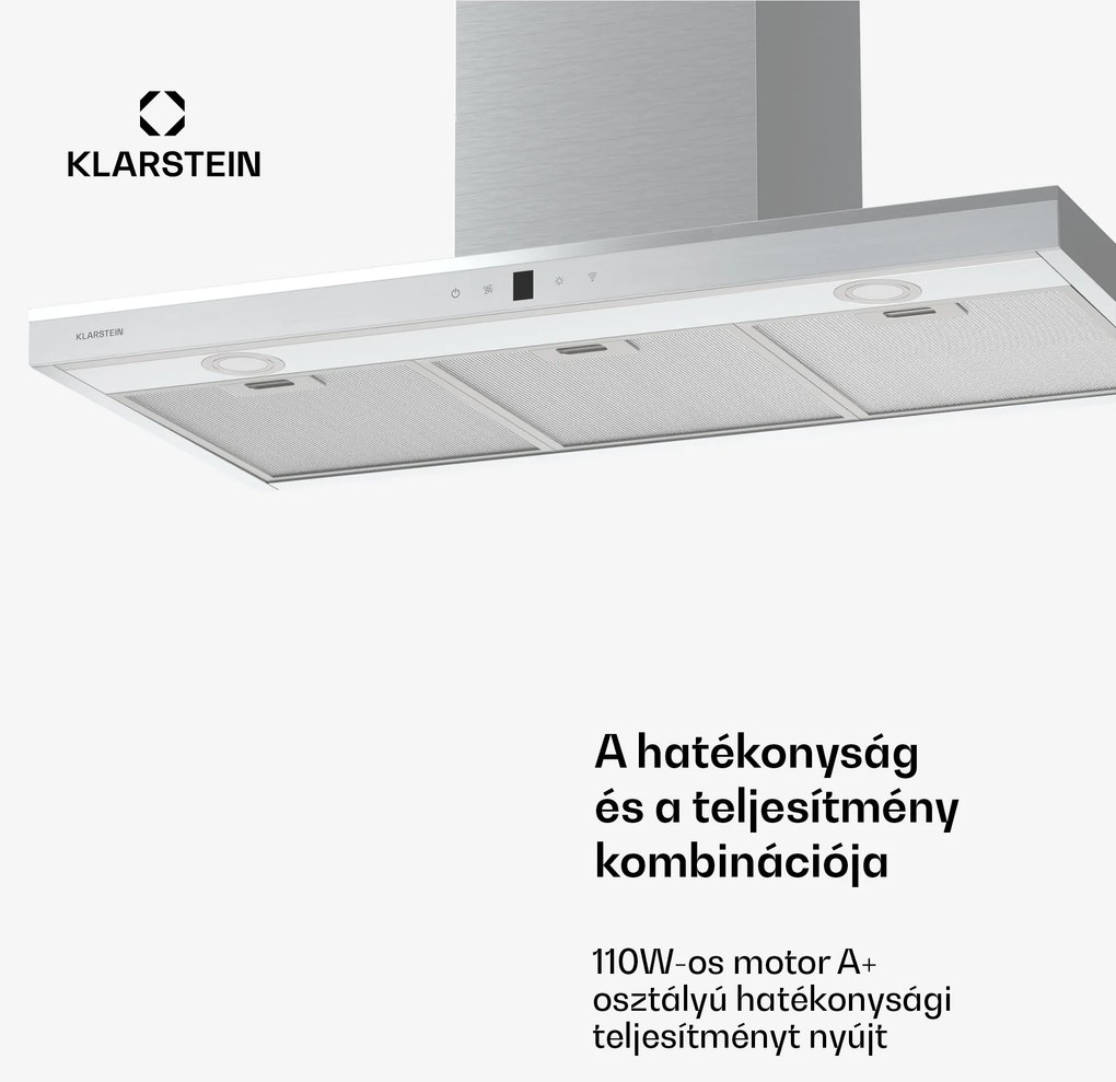 Klarstein Auriana páraelszívó, Környezeti fény, 700 m³/h, WiFi, Touch, LED