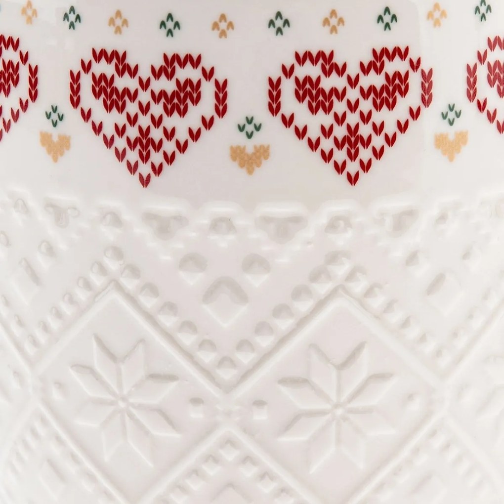 Porcelános bögre Kötött szív 630 ml