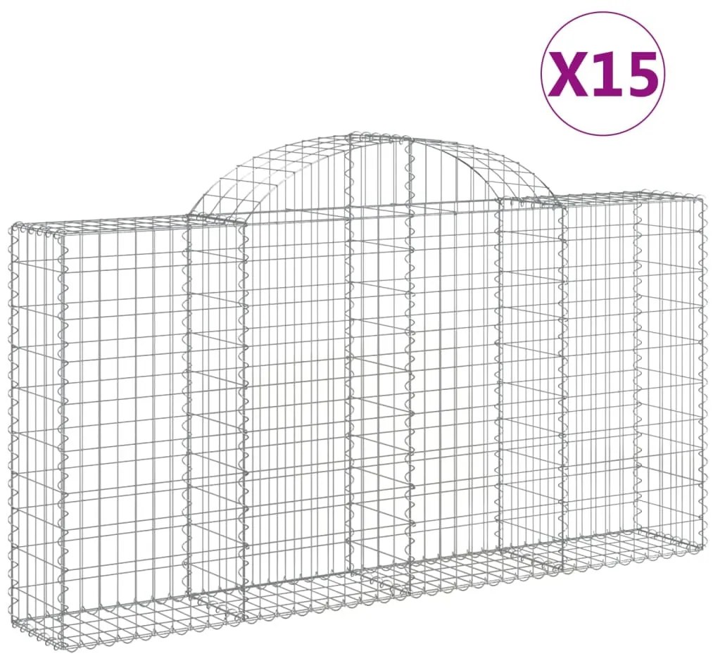 15 db íves horganyzott vas gabion kosár 200x30x100/120 cm