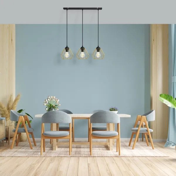 Csillár zsinóron AGAT 3xE27/15W/230V arany/fekete